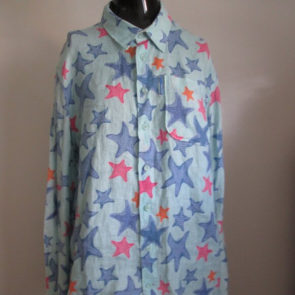 escales Paris multicolor print linen shirt - Picture 1 of 9